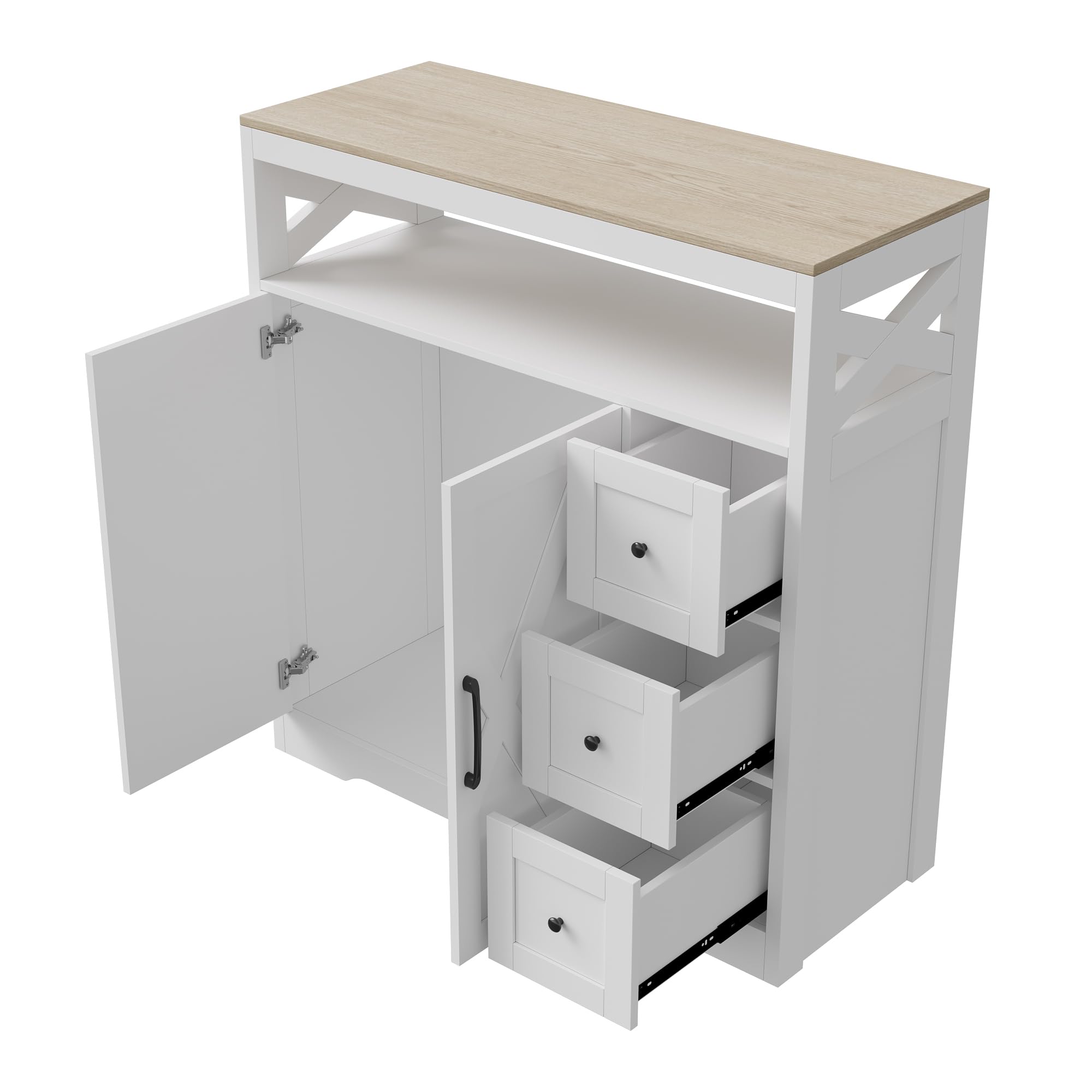 Aparador de cocina, mueble de almacenamiento con 4 puertas y estante ajustable, aparador moderno para comedor, armario de cocina para salón y comedor (100 x 40 x 105 cm)
