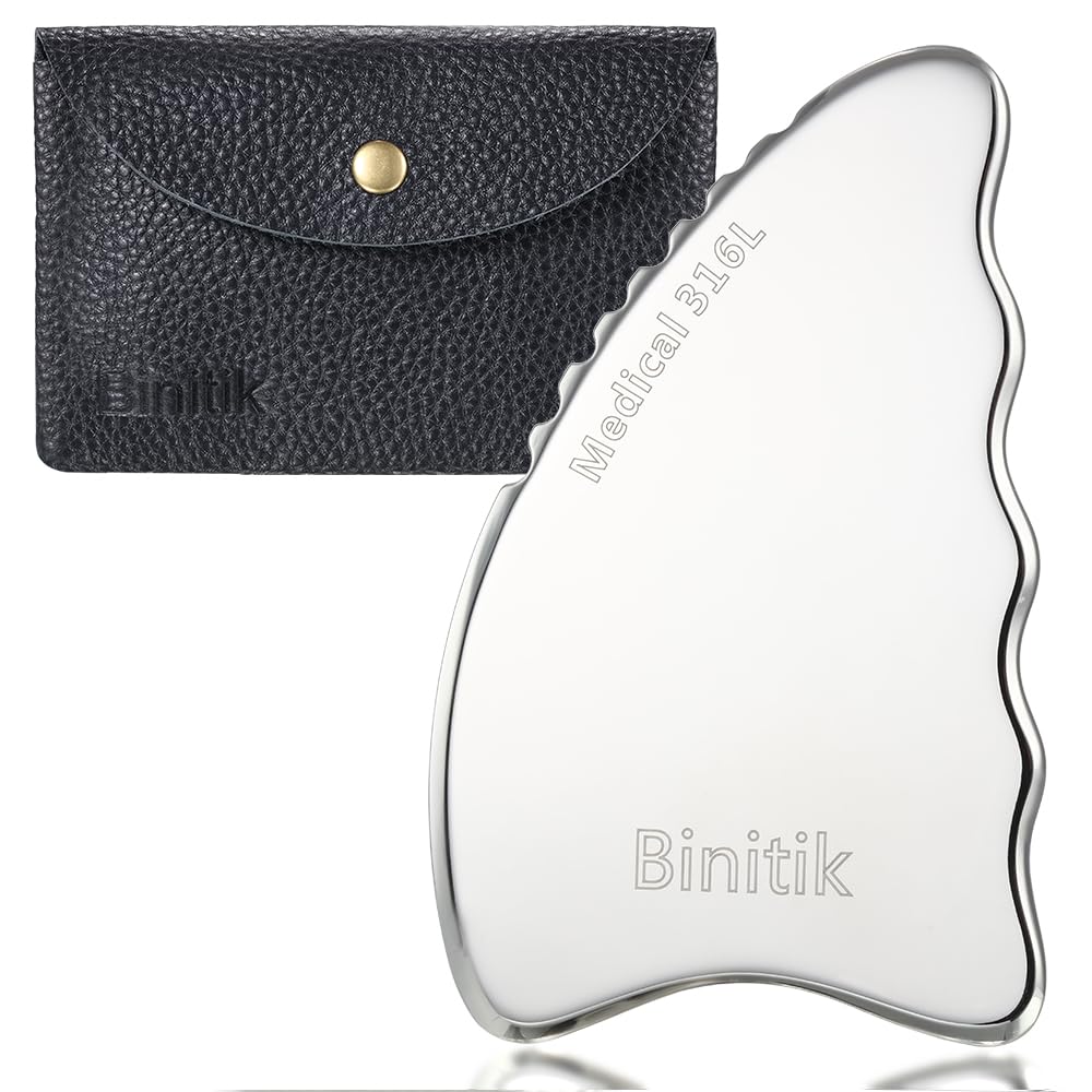 Binitik Gua Sha Facial Tool - Medical 316L Stainless Steel Comb for Face & Body Massage, Traditional Acupuncture Therapy, Daily Anti-Aging Health & Skin Care (Large)