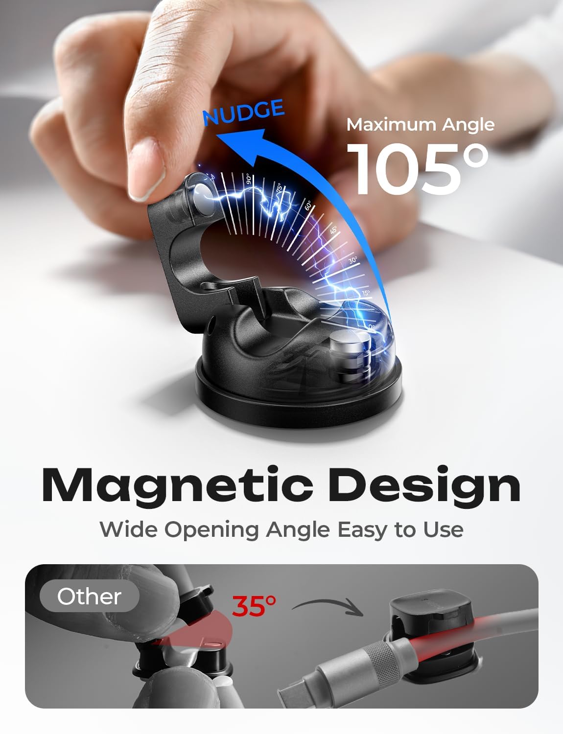 6-Pack Rotatable Cord Holder for Nightstand, LISEN 360°Rotating Magnetic Clips, No-Residue Strong Adhesive Cord Organizer for Desk, Phone Cord Holder for Home, Car, Office Desk Accessories - Image 7