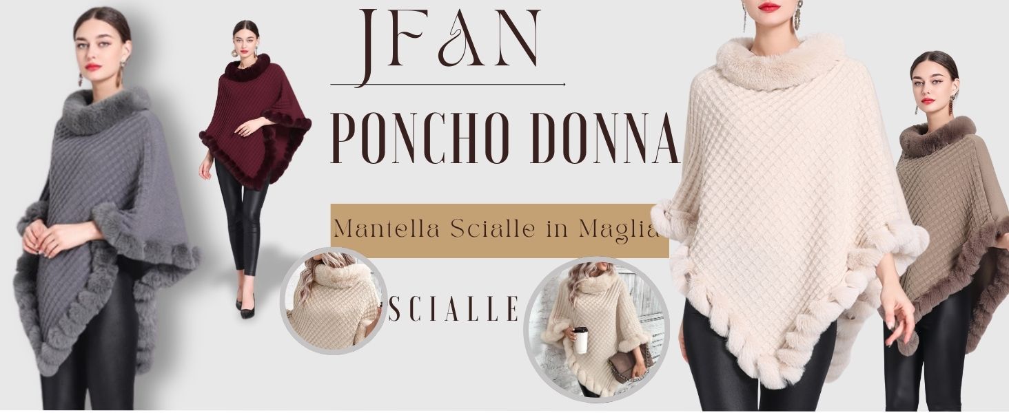 Poncho Invernale Donna - Scialle In Maglia Con Pelliccia - Elegante E Morbido - Foto 6