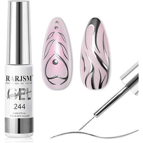 Metallic Silver Gel Liner Nail Art 3D Nail Charm
