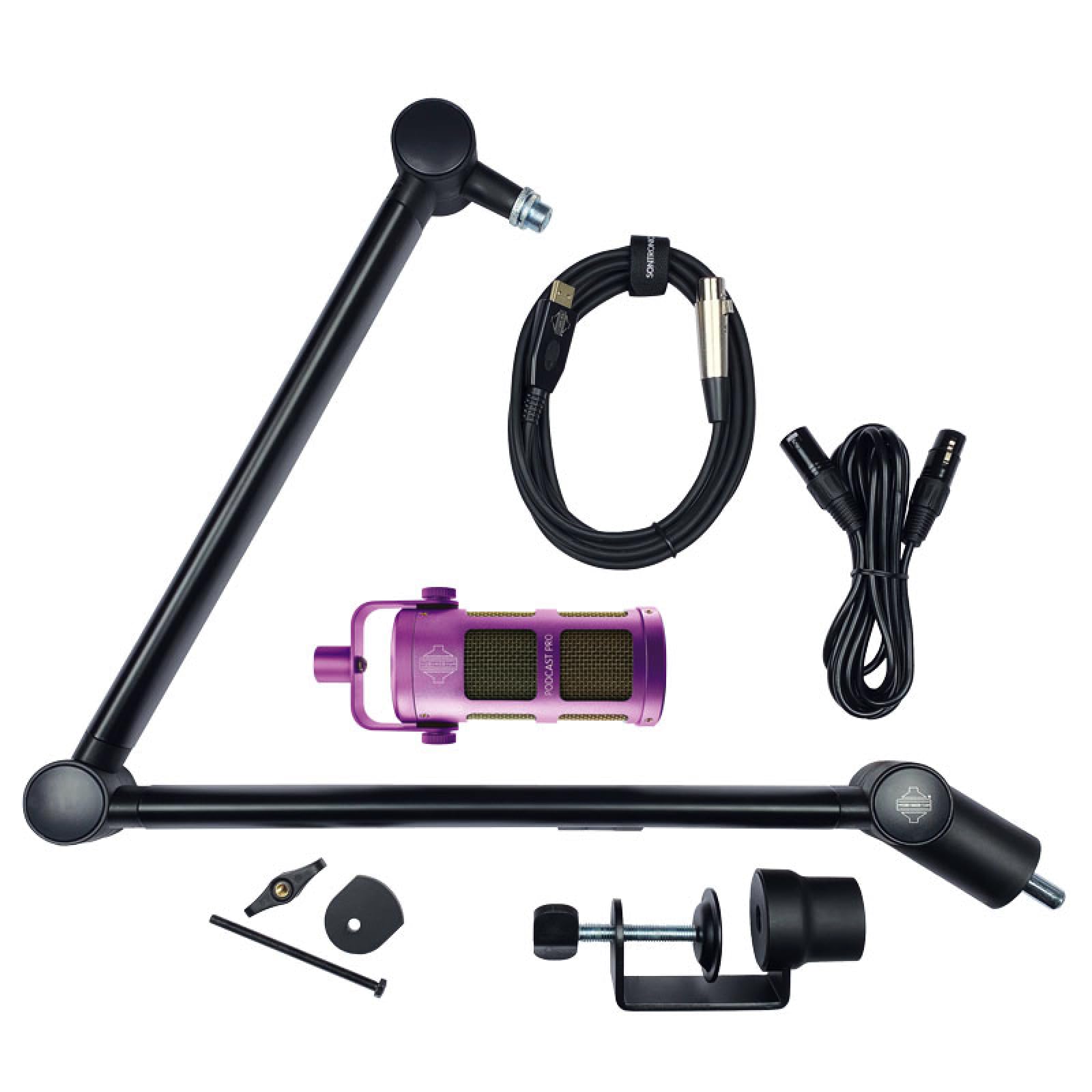 Kit professionale per podcast, trasmissione, streaming, gaming e VC, con microfono, braccio braccio, USB e cavi XLR, non richiede alimentazione phantom, microfono a vita