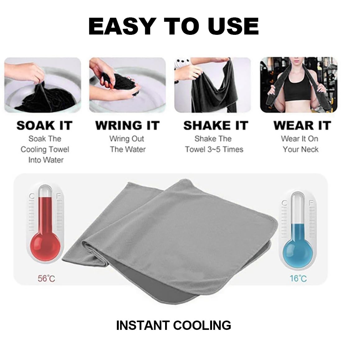 Asciugamani Palestra JOCXZI 2 Pezzi - Microfibra Rinfrescante 100x30cm - Foto 7