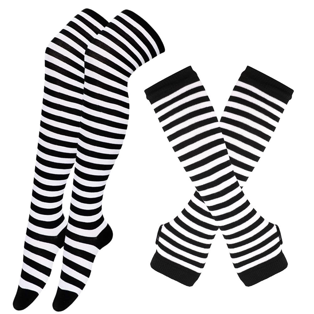 Chaussettes Hautes Genou à Rayures Pour Femme - Cuissardes Longues Style Cosplay - Lot De 1 Paire