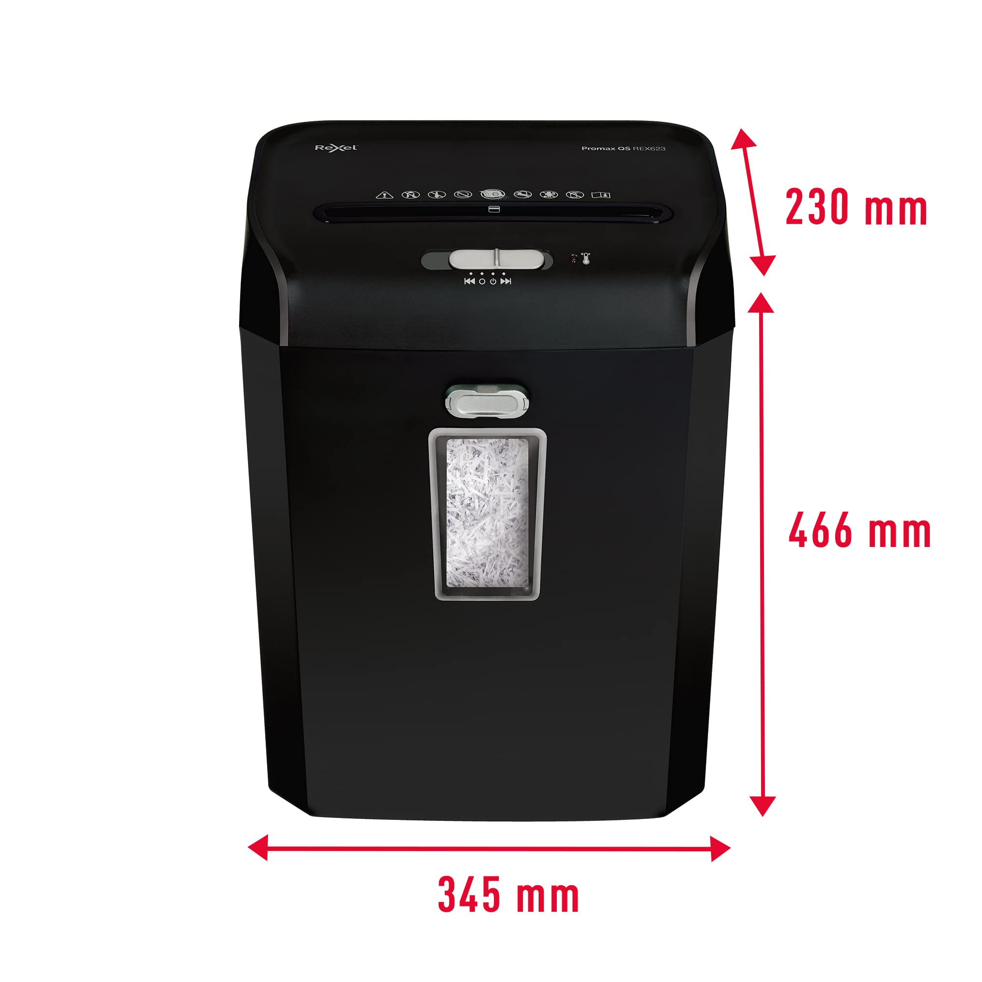 Rexel REX623 distruggidocumenti a taglio trasversale, distrugge 6 fogli, sicurezza P4, piccolo ufficio, contenitore da 23 l, ultra silenzioso, gamma ProMax QS, 2104581