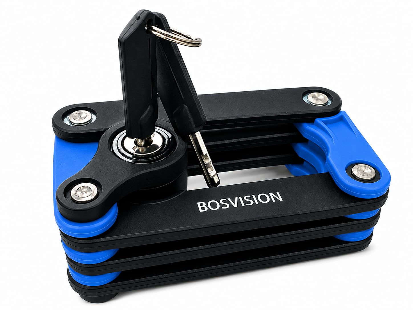 Bosvision Antivol de Vélo Pliable avec 2 clés de Cylindre et Support de Montage (Porte-bidons)