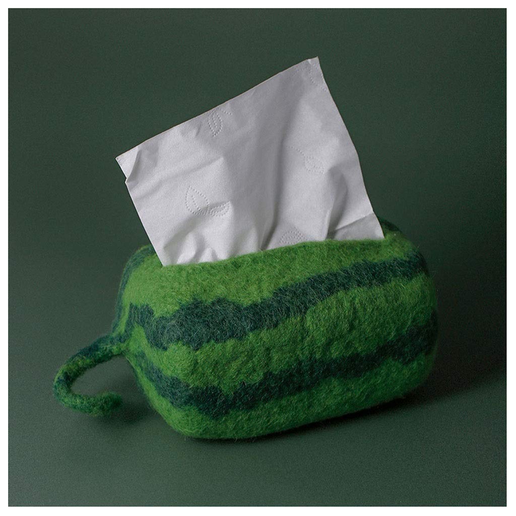 Scatole di tessuto, contenitore for scatola di immagazzinaggio, porta tovaglioli da tavolo, creativo fatto a mano anguria verde rettangolare tovagliolo scatola di immagazzinaggio desktop Storage box o