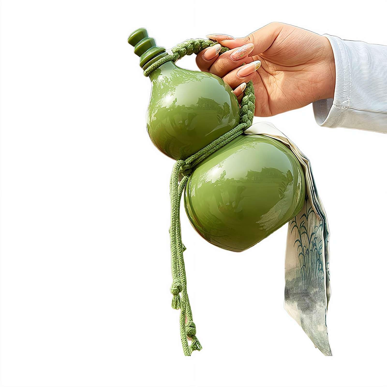 Gourde naturelle 500 ml de style chinois vintage avec corde à pompons