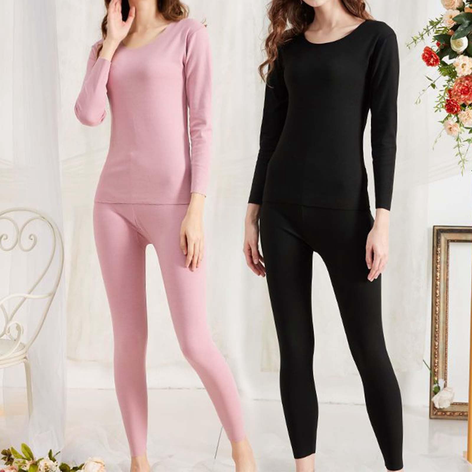 Set Intimo Termico Donna Completo Termico Donna Cotone Modal e Pizzo Maglia e Pantaloni Termici Leggeri Morbidi Aderenti Effetto Modellante per Inverno Quotidiano