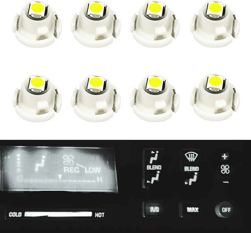 Kit de lâmpadas LED brancas WLJH para painel de climatização digital Chevy GMC C/K 1988–1994 – 8 unidades