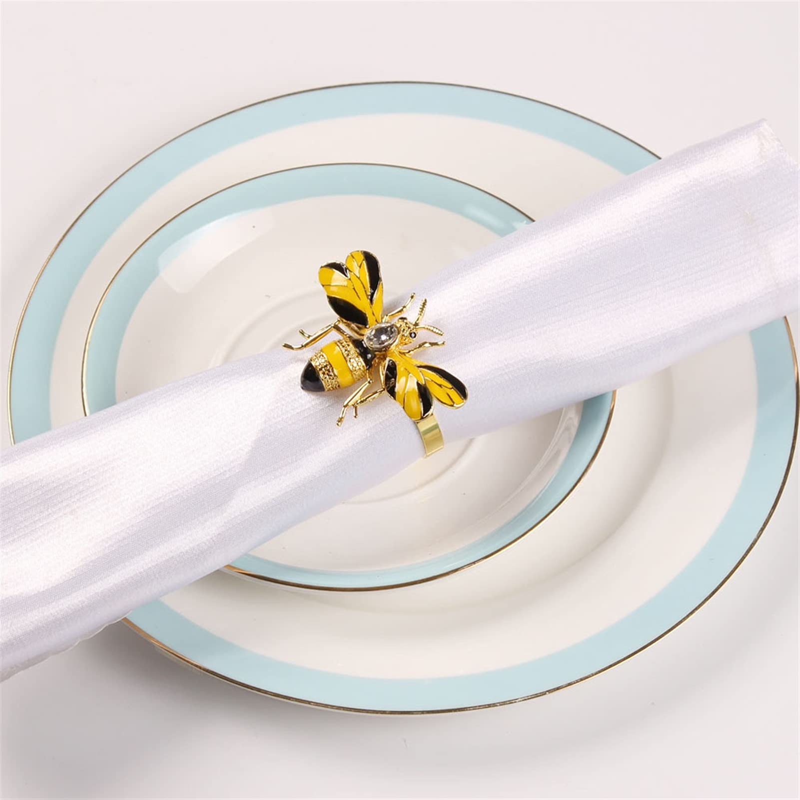 servilletero 10pcs abeja anillo de servilleta aleación verde insecto dragonfly gotea hebilla de diamante (Color : Yellow)