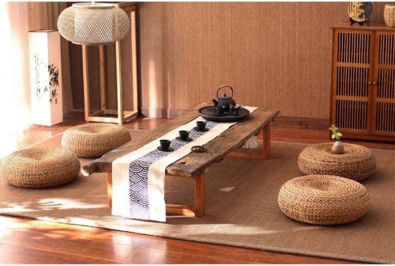 Natural Fiber Floor Cushion - Perfect for Meditation, Yoga, and Relaxation (Banana Leaf Half,Diameter 40 * 40 * Height 15 cm)