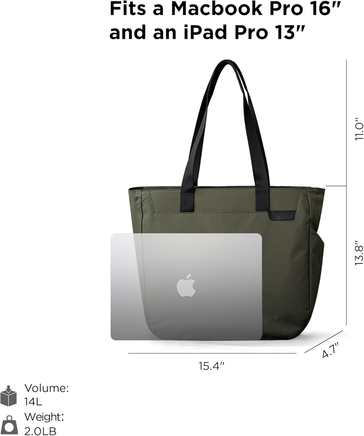 ALPAKA Metro Tote Bag 14L- Build 16" Laptop & Tablet Sleeve with zipper, External Bottle Pocket,Luggage pass-through - Image 4