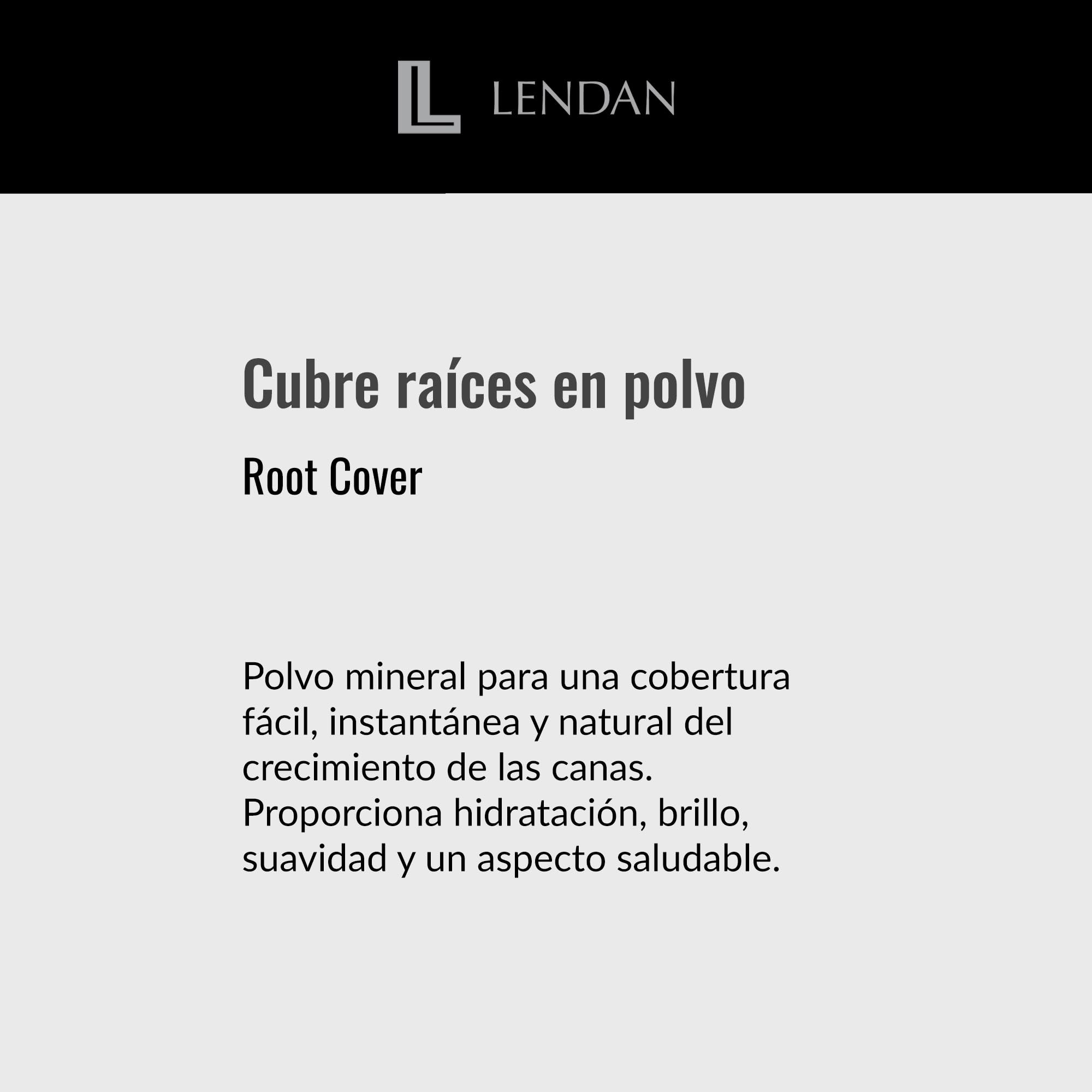 LENDAN - Cubre Raíces Canas en Polvo - Root Cover Charge - 4 g - Color Negro - Polvo Mineral para una Cobertura Fácil, Instantánea y Natural de las Canas - Absorbe la Grasa o Sebo de la Raíz