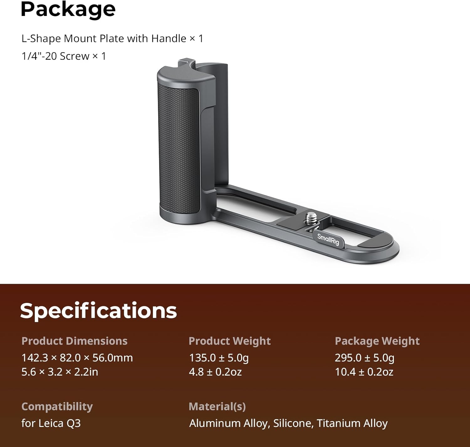 SmallRig L-Shape Handgrip for Leica Q3, Seamless Fit L-Shape Mount Plate with Ergonomic Grip, Built-in Quick Release Plate for Arca, Titanium Alloy Strap Holes and Screws - 4568 - Image 9