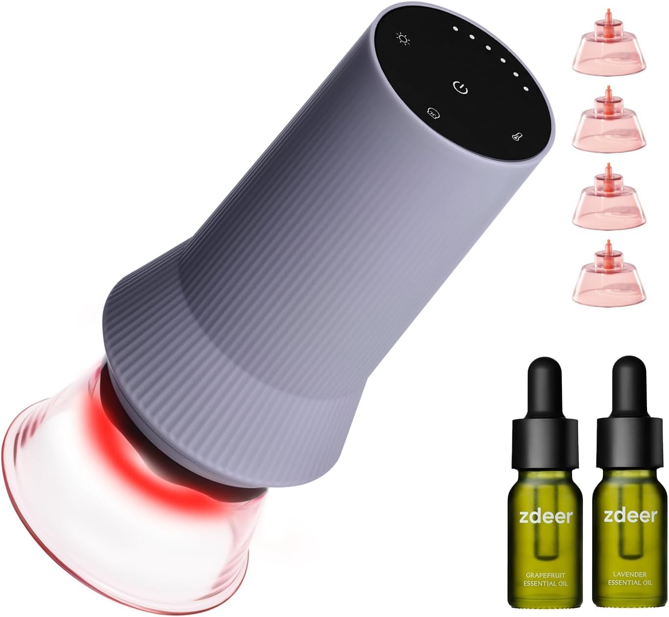 Photo 1 of ZDEER Cupping Set, Electric Cupping Kit for Massage Therapy, Lymphatic Drainage Massager with Heat, 6 Levels for Muscle Relaxation, 4 Cups + 2 * 10ml Essential Oil
