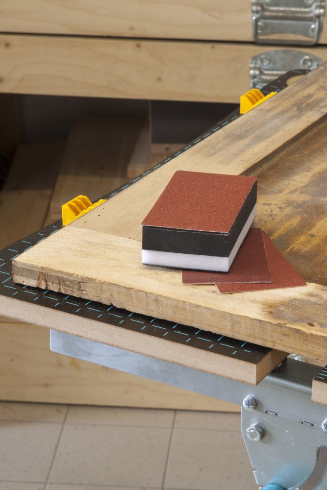 Set di levigatrici manuali adesive wolfcraft, 4 pezzi I 2892000 I con tessuto velcro I per legno, lamiere, plastica e altro I incluse 3 strisce abrasive adesive