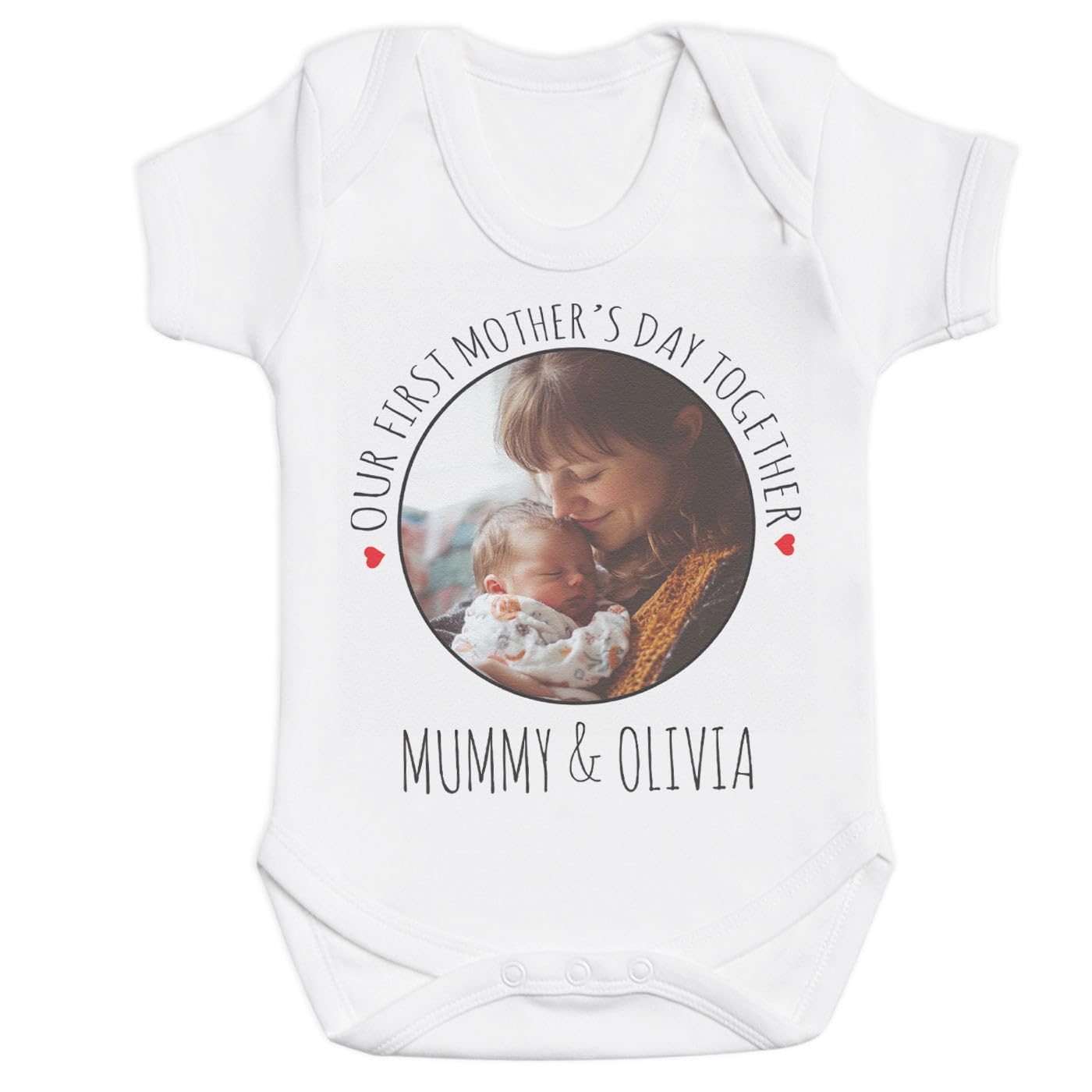 The Gift Project PERSONALISED Photo Our First Mother's Day Circular Photo - Baby Bodysuit