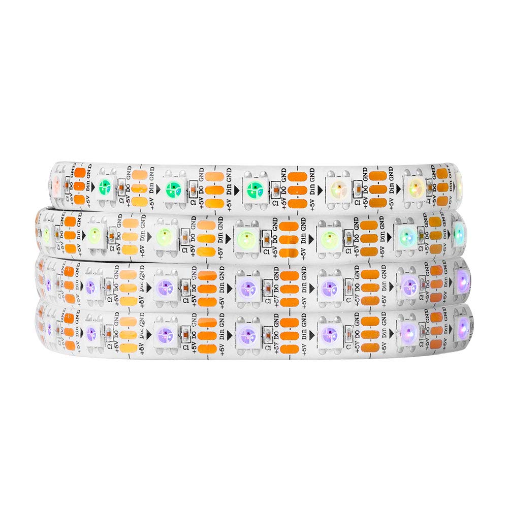 Btf-Lighting Gold,White,Rose Individually Addressable Ws2812b 3.2Ft 1M 60Leds 60Pixels White Pcb Rose Light 5050Smd Flexible Led Strip Dream Color Ip65 Waterproof Dc5v For Garden Staircase Wedding Festival Decoration