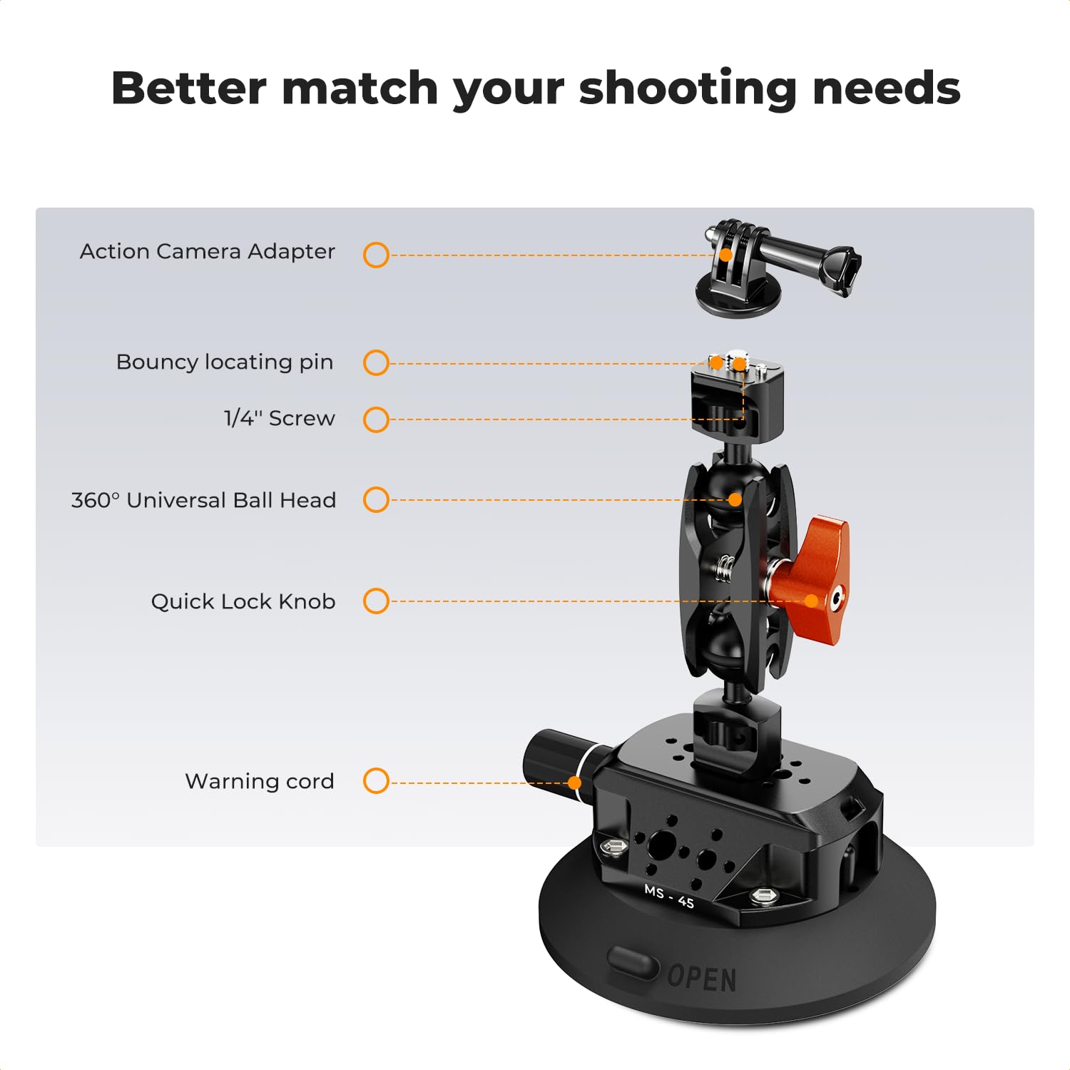 NEEWER 3 inch zuignap houder met telefoonhouder actie camera adapter compatibel met iPhone GoPro DJI Insta360, bal hoofd magische arm reinigingsdoek Quick Release auto mount voor POV video-opname NEEWER 3 inch zuignap houder met telefoonhouder actie camera adapter compatibel met iPhone GoPro DJI Insta360, bal hoofd magische arm reinigingsdoek Quick Release auto mount voor POV video-opname