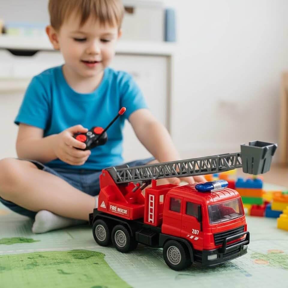 Caminhão de Bombeiro Controle Remoto – Brinquedo RC com Luzes, Som e Movimentos Realistas – Ideal para Crianças, Aventura de Resgate