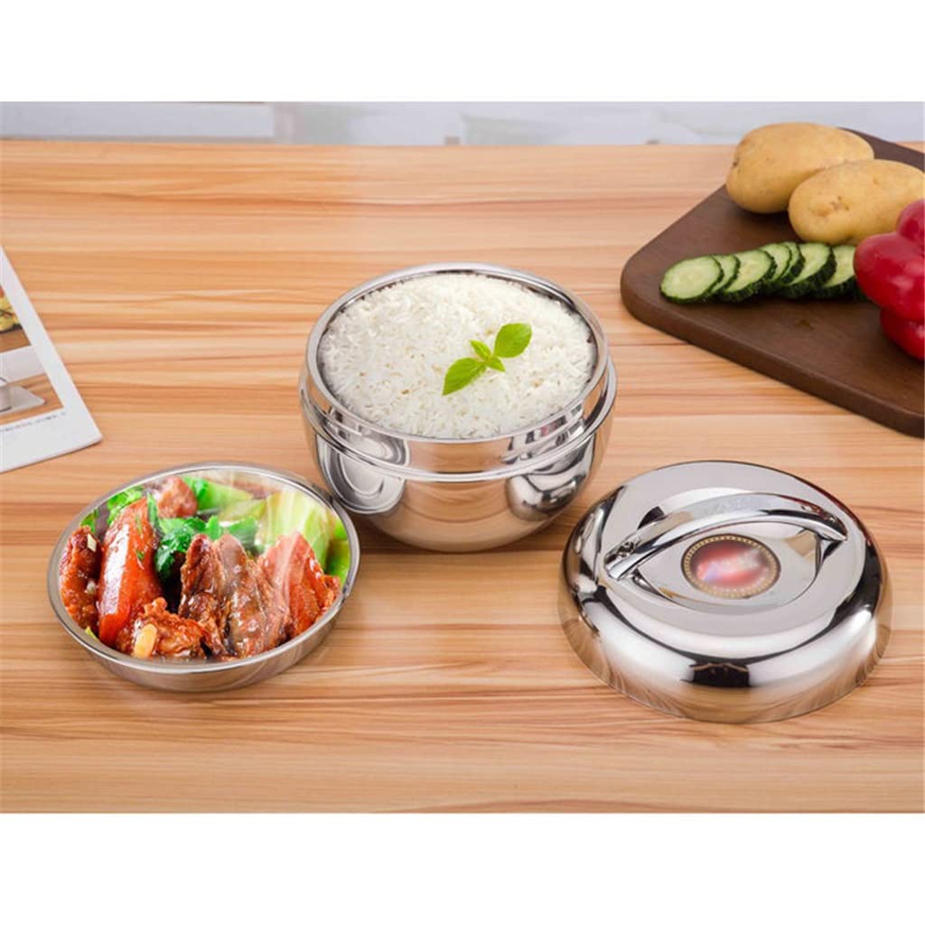 Acciaio Inossidabile Acciaio in Acciaio Inossidabile Doppio Strato Lunch Box Office Travel Lunch Box Bento Box Box Casella di Pranzo Forniture da Cucina(3-Pack)