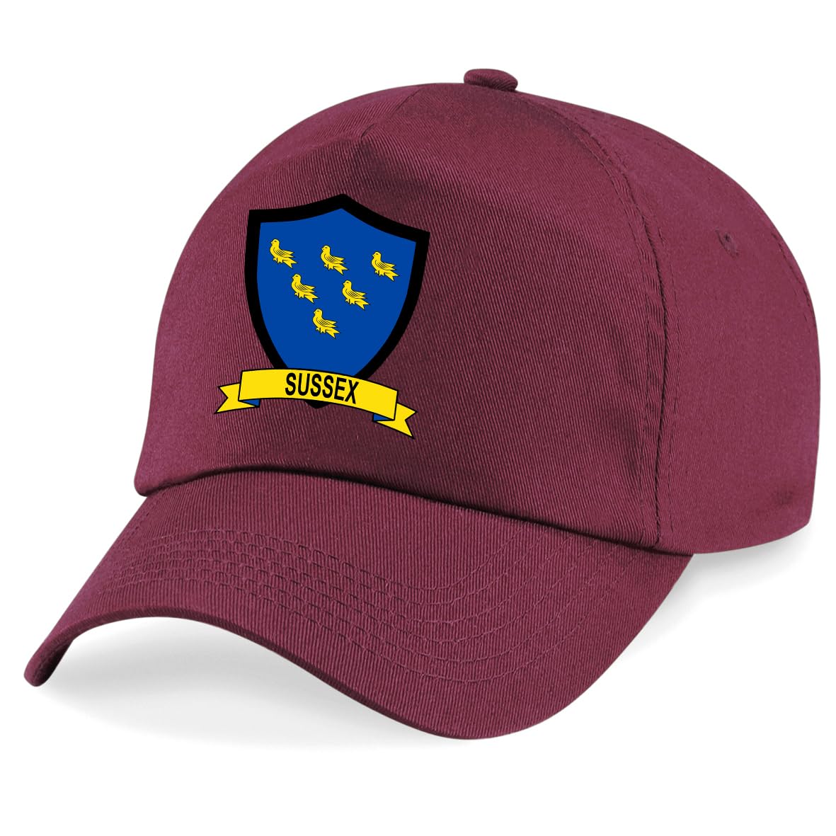 Sussex County Embroidered Baseball Cap Cricket Sport Your County Embroidery (Maroon)