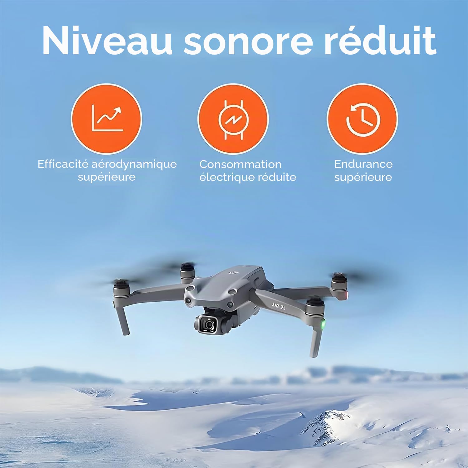 Hélices pour DJI Mavic Air 2/Air 2s - Lames de rechange à faible bruit - Accessoires pour drone DJI Mavic Air 2/Air 2s - 8 embouts Orange