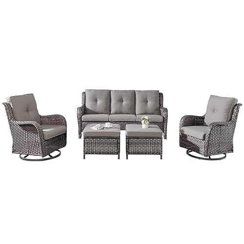 Wicker Patio Furniture Set - 5 PC Rattan Outdoor Sectional