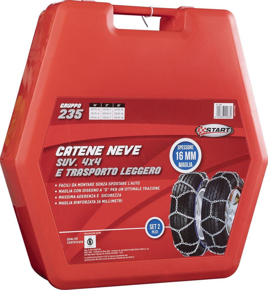 Start Due Pezzi Catene Da Neve 16MM Gruppo 235 Per SUV 4x4 E Trasporto Leggero