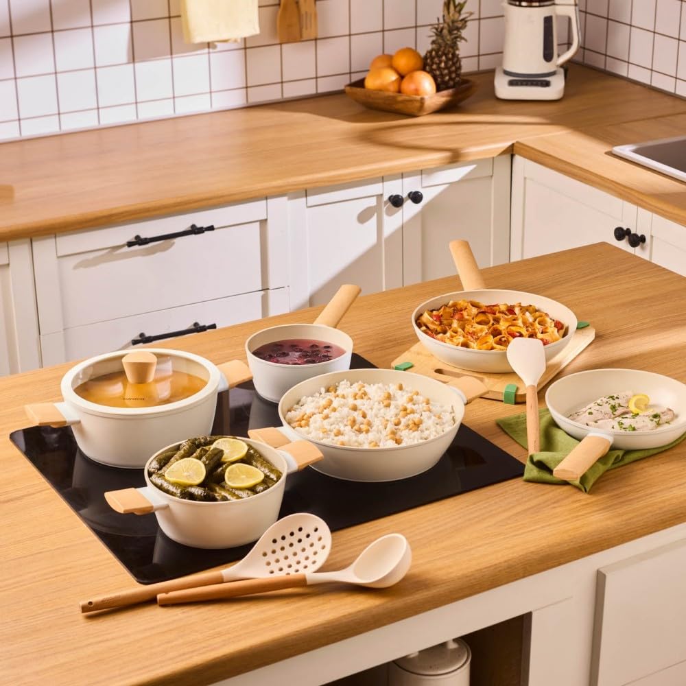 Karaca Swiss Crystal Almond Cream Batterie de cuisine 12 pièces