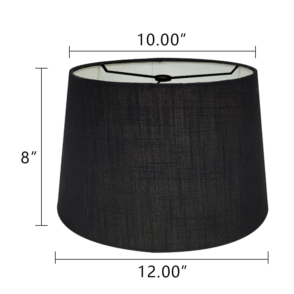 TOOTOO STAR 10x12x8" Fabric Natural Linen Cone Drum Hand Craft Medium Lamp Shade for Floor Table Lamp, Spider (Black)