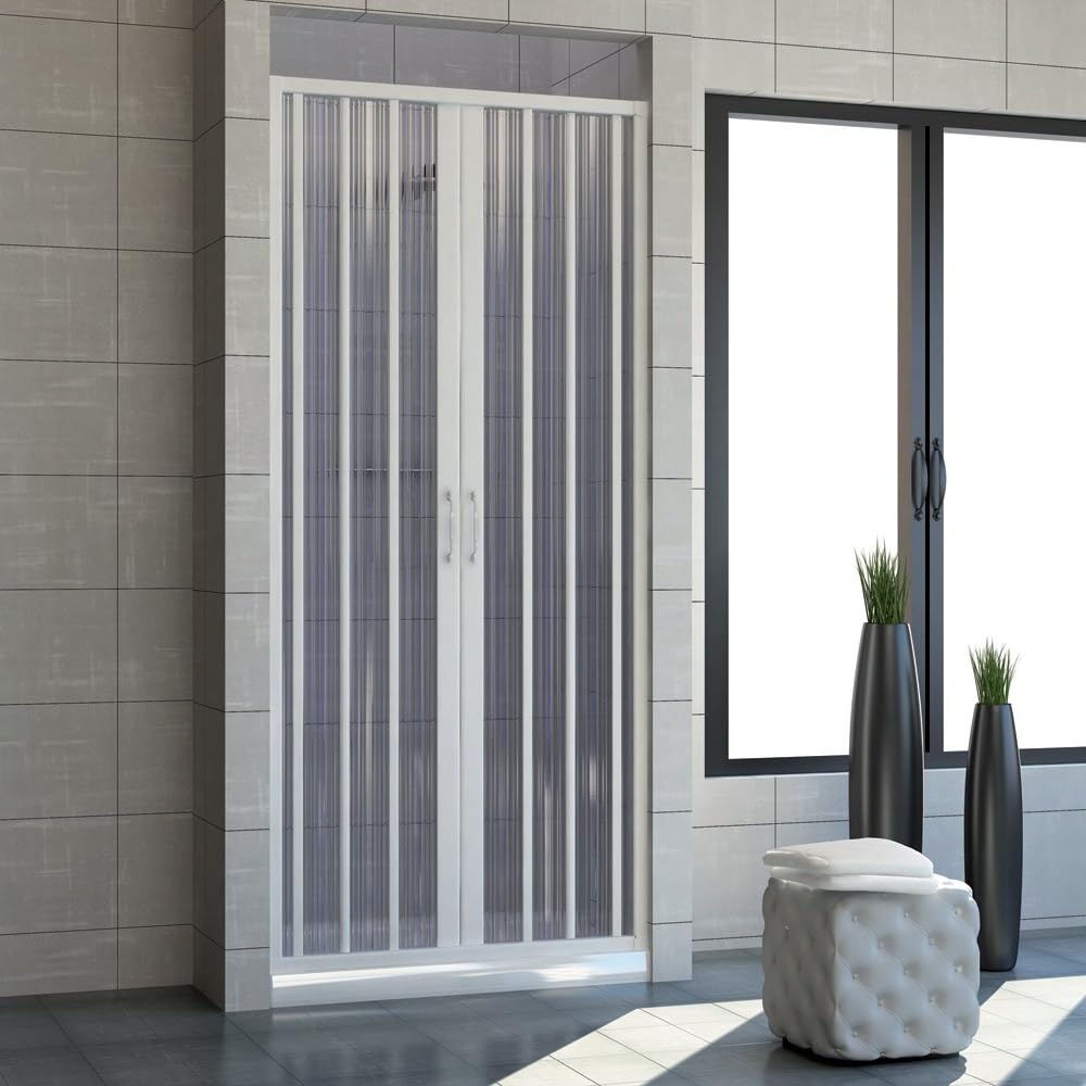 Puerta De Ducha Deslizante En Nicho 160 CM De PVC Plata H 200 Vidrio Transparente Mod Glam 86808402