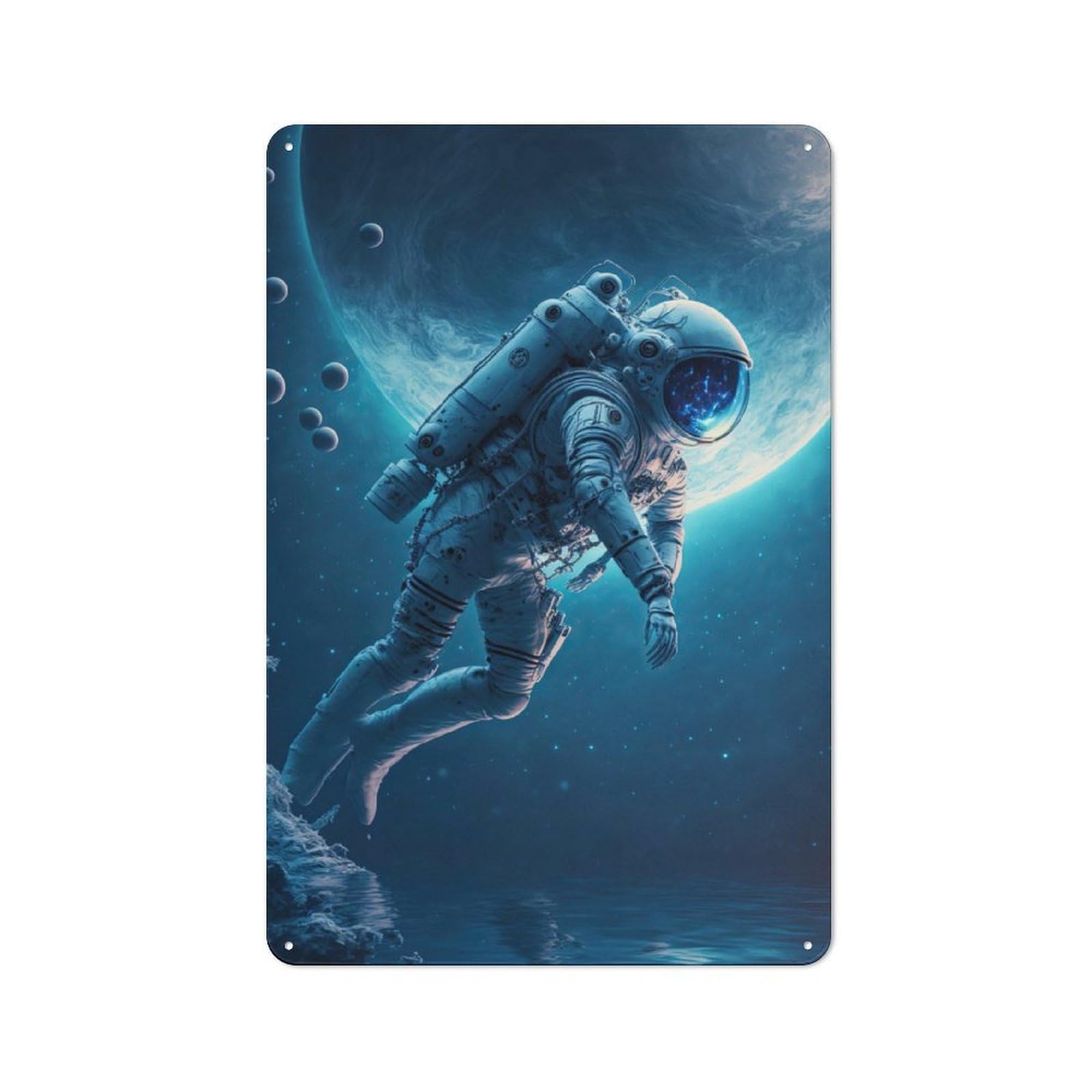 Junmoney Astronaut In The Ocean Rustic Tin Sign 30X20cm Featuring For Garage Or Workshop, For Updating Garage And Workshop After Moving