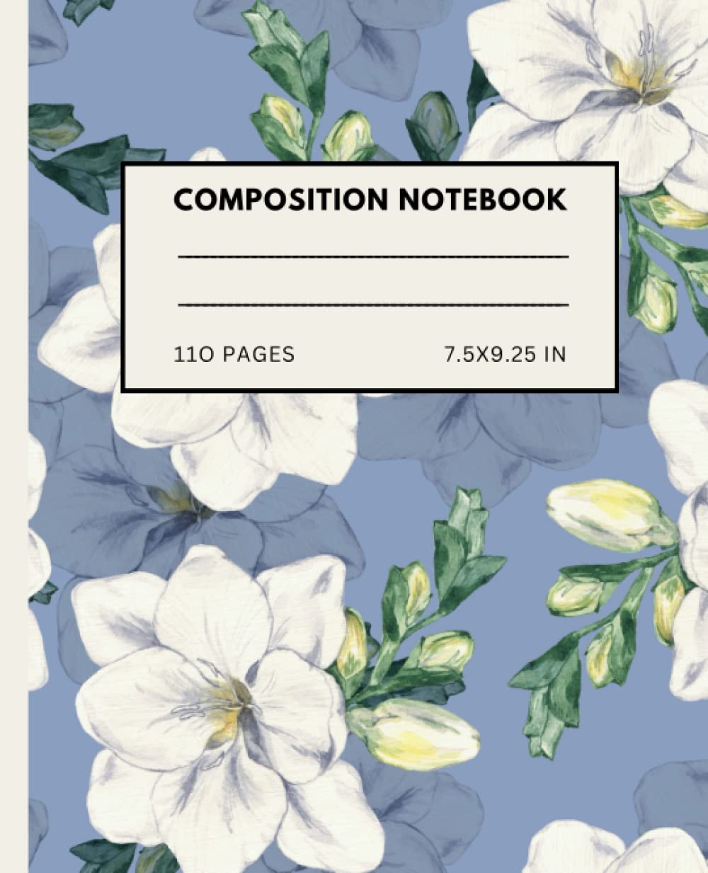 Composition Notebook: Vintage Floral Illustration 7.5" x 9.25" 110 Pages