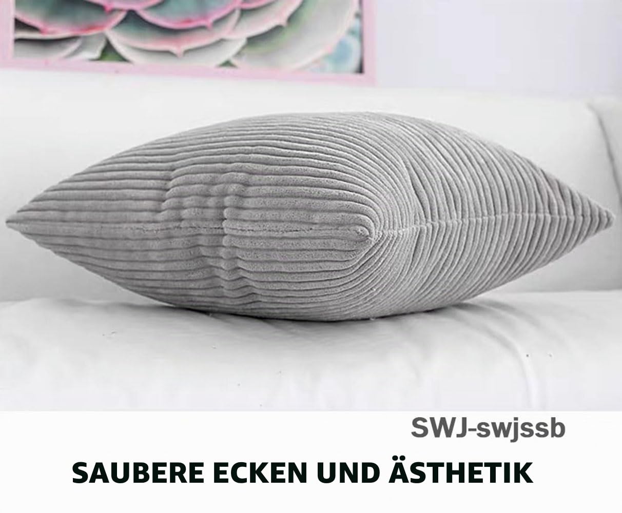 Kissenbezug 80x80 2er Set,Kopfkissenbezug 80x80,Kissenbezüge 60X60,Kord Zierkissenbezug Dekokissen Sofakissen Bezug Groß Kissenhülle Dekorative Weiche Zierkissenbezüge(Beige,80x80 cm)