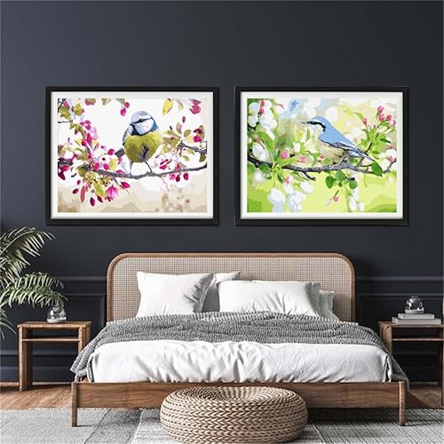 Miniatura 4 de YANXIN Kit de pintura por números para adultos principiantes, paquete de 2 pinturas por números para adultos, lienzo enrollado para decoración del