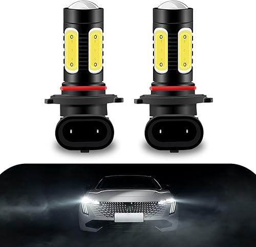 Jewkot Pack-2 - Bombillas LED antiniebla para automóvil 9005, COB, 6000 K, bombilla de alto brillo con lente de condensador, 12-24 V, 7.5 W,