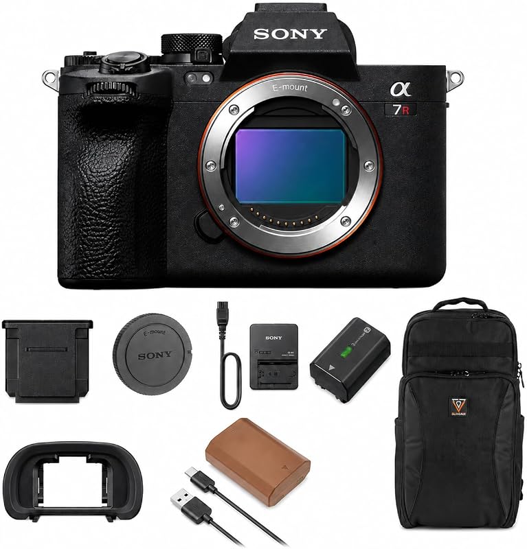 Alpha a7R V Full-Frame Mirrorless Digital Interchangeable Lens Camera Body - Bundle with Backpack, Extra Battery, Sony 1 Year Limited Warranty