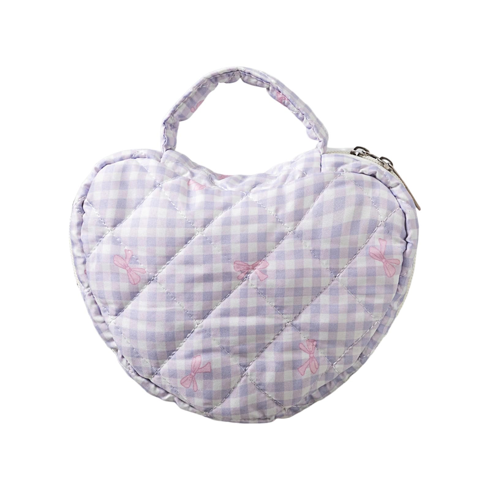 Tsophreniq Quilted Cosmetic Bag with Florals Design, Spacious Travel Toiletry for Women Girls Women ' s Heart Shape Makeup Bag