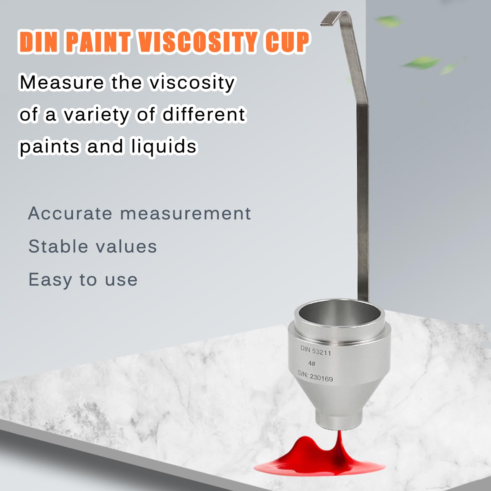 Vaso de viscosidad de inmersión, 100 ± 1 ml, boquilla de flujo de 4 mm, acero inoxidable, para acabados de pintura, tinte de aceite, salsa miel