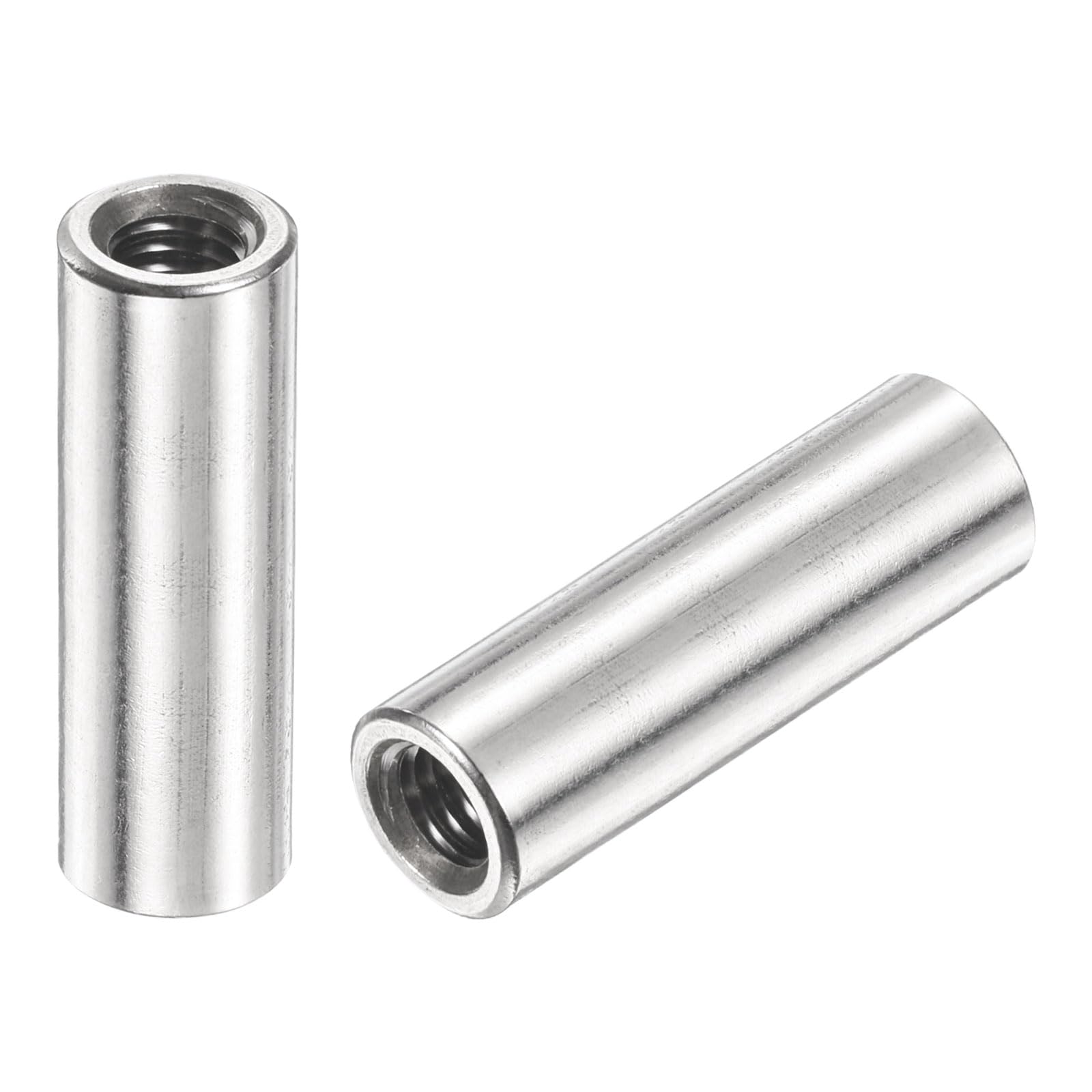 sourcing map 12Pcs M5 Round Connector Nuts, 304 Stainless Steel Coupling Nut 25mm/0.98" Length Sleeve Rod Bar Stud Nut for Bracket, M5x25x8mm