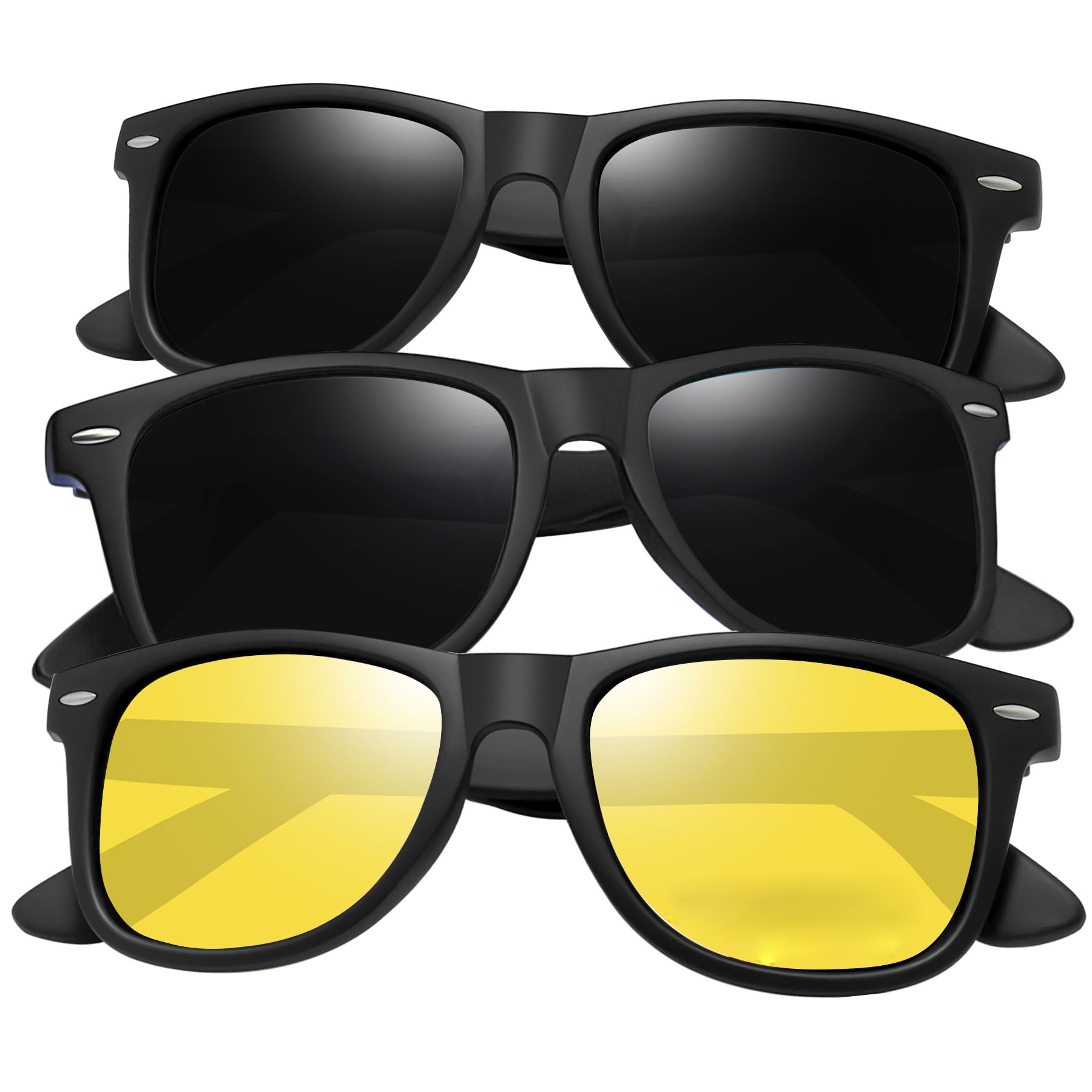 Joopin 3 Pack Square Sunglasses Polarized UV Protection Trendy Sun Glassses Fashion Shades for Women Men