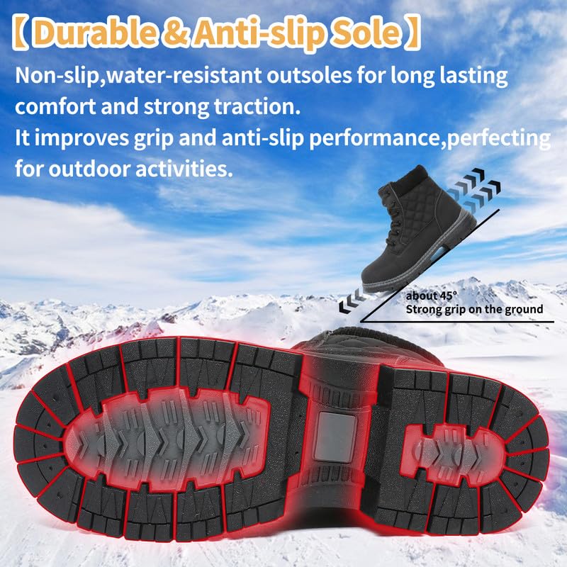 ziitop Winterschuhe Damen Schneestiefel Damen Kurzschaft Stiefel Wasserdicht Warm Gefüttert Winterstiefel Bequem rutschfeste Winterstiefel Outdoor Schuhe (Schwarz 38EU)