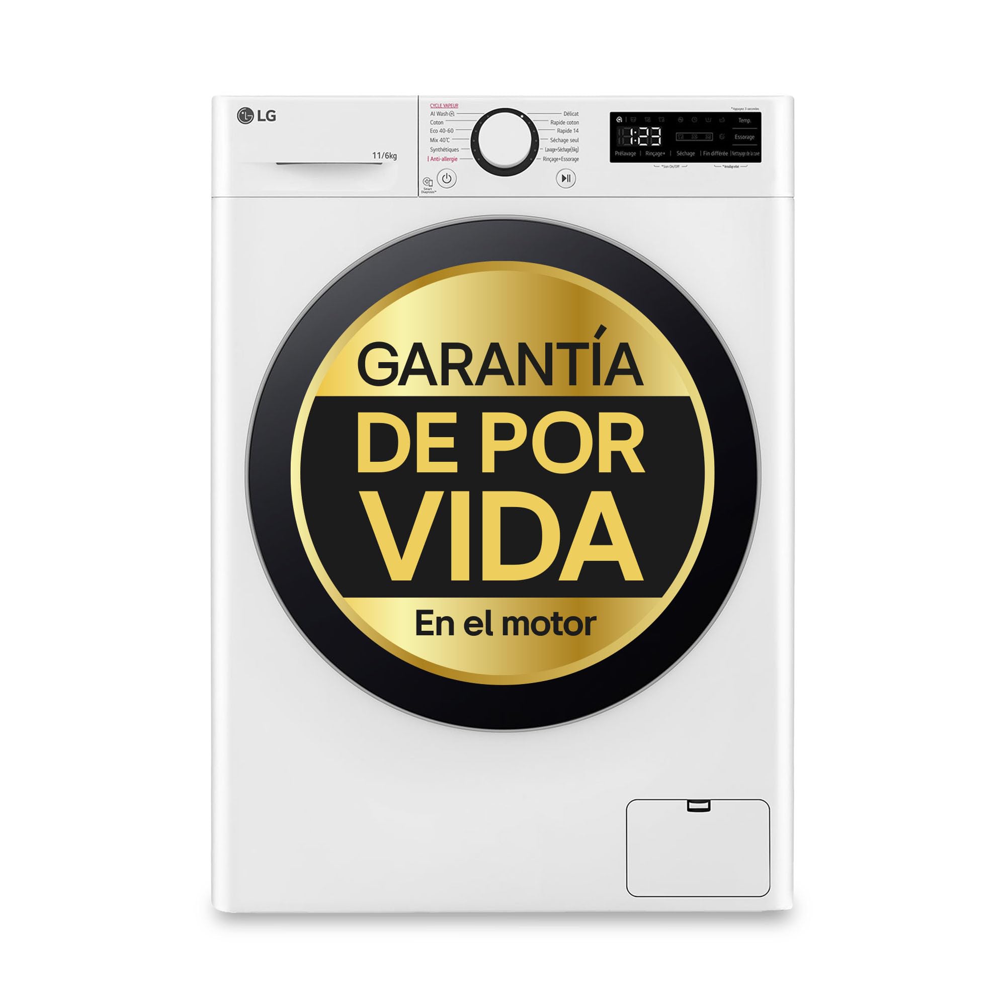 LG F4DR6011AGW – Intelligent Washing Machine Dryer, 11/6 kg, AI Direct Drive, 1400rpm, Front Load, TurboWash 360º, Steam Steam, Series 600, White