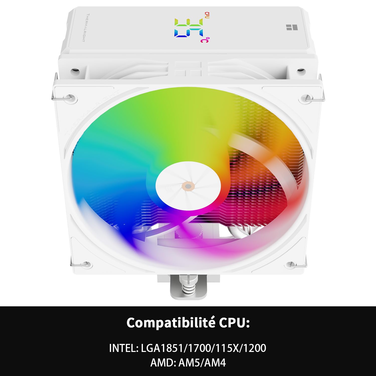 Thermalright Assassin X 120R - Raffreddatore digitale per CPU ARGB bianco, schermo digitale, TL-P12W-S PWM Quiet Fan CPU, supporto AM4/AM5, Intel LGA1851/1700/1150/1151/1200