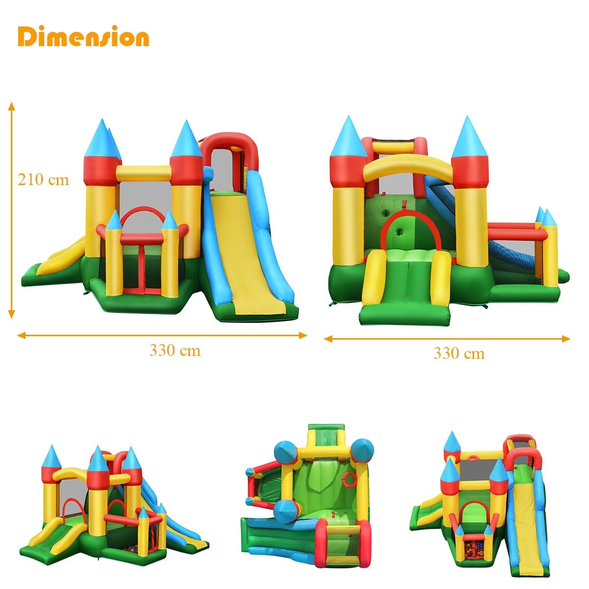 LIFEZEAL – Château Gonflable 4 En 1 – Toboggan, Zone De Saut, Piscine, 30 Balles – 365x200x190 Cm – Tissu Oxford/PVC – Enfants 3-5 Ans – Charge 68 Kg – Intérieur/extérieur
