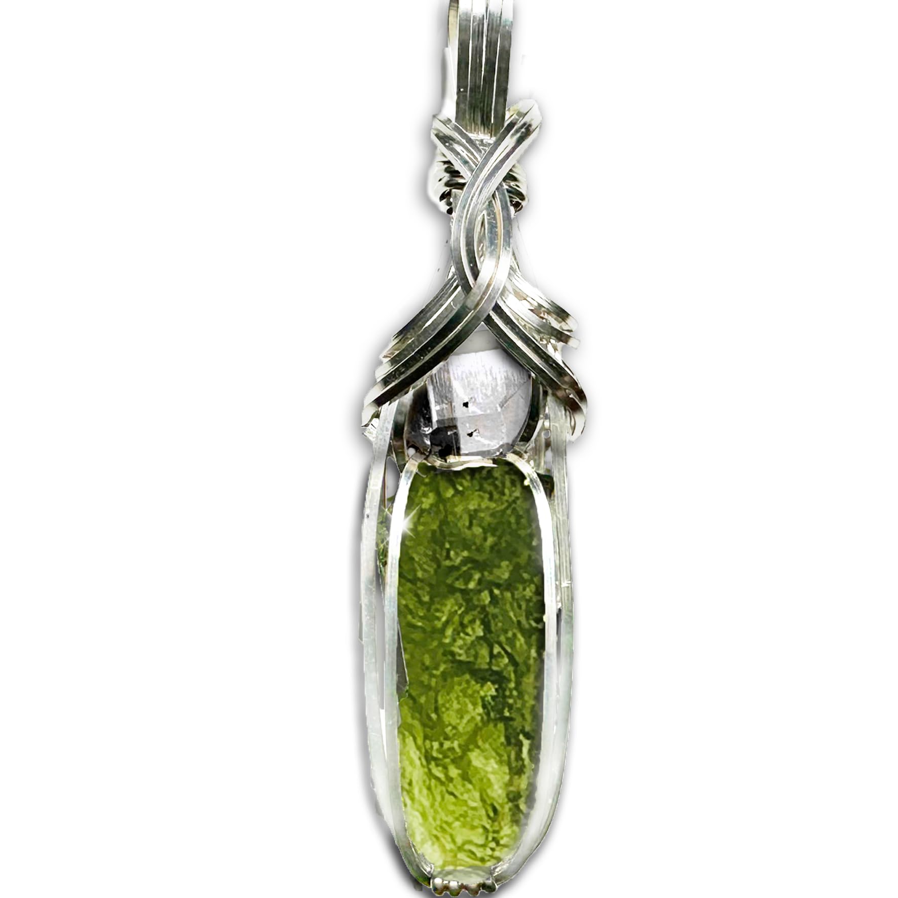 Sponsored Ad - Genuine Moldavite Crystal - Large Herkimer Diamond Necklace Pendant - VERY high vibration Czech Republic Tektite Healing Stone Reiki S61