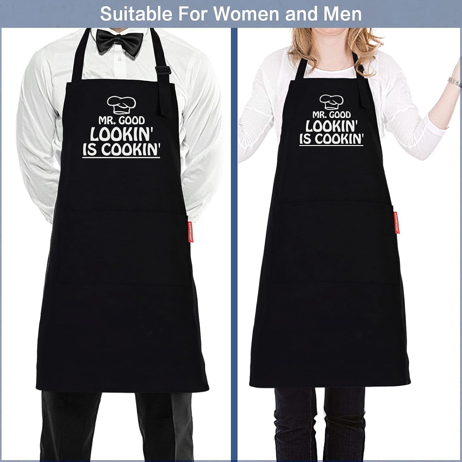 Kitchen Cooking Aprons for Men, Birthday Gifts for Husband Boyfriend, Funny Gifts for men, Fathers Day Christmas Gifts for Dad Uncle Grandpa, BBQ Grilling Chef Apron - Image 4