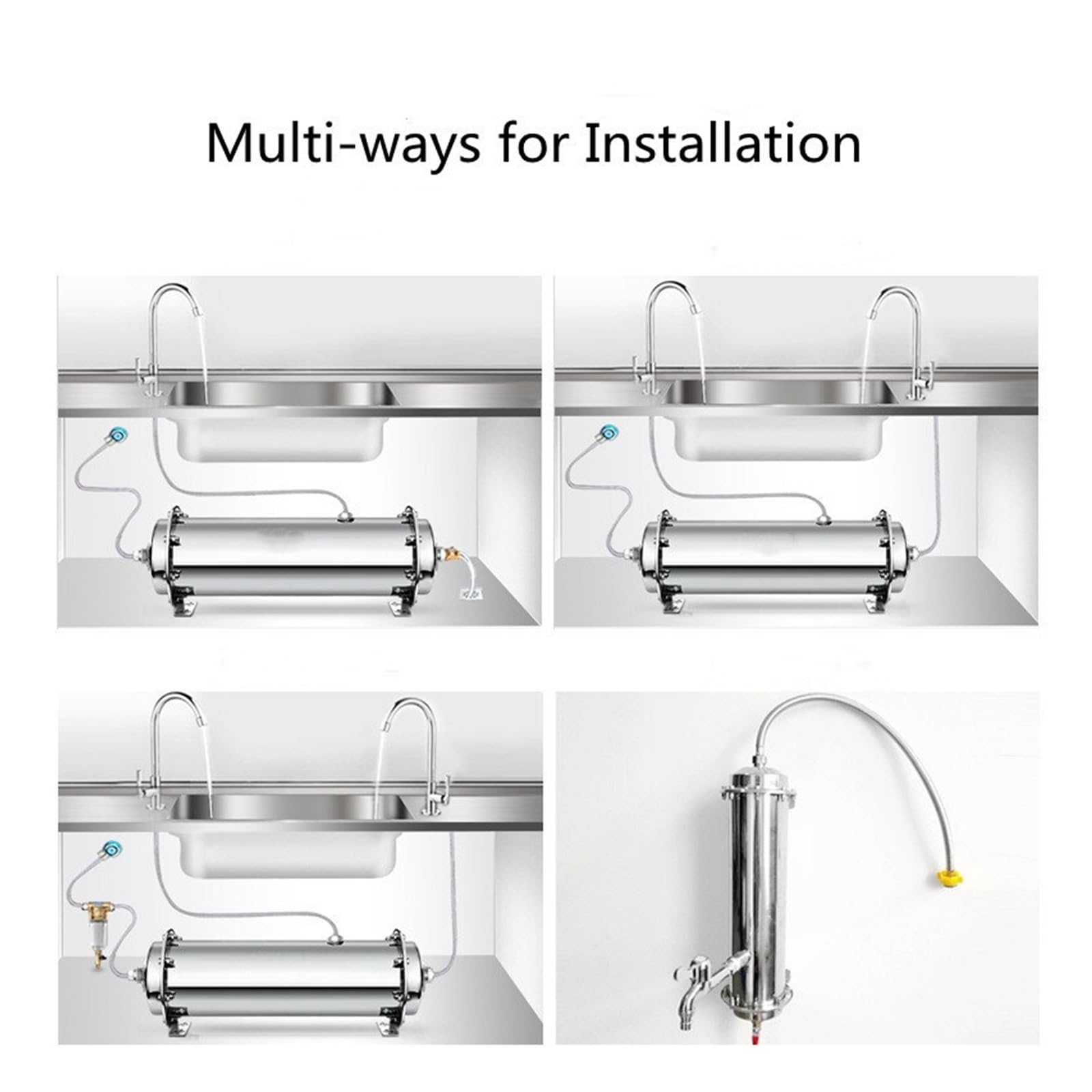Wasserfilter unter der Spüle, Wasserreinir 304 Edelstahl-Ultrafiltration, waschbare PVDF-Membran, 1000 l/h Haushaltsküchen-Wasserfiltersystem für Ihre Küche, Ihr Badezimmer, Ihr Wohnmobil oder